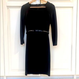 GUCCI Black Long Sleeve Dress with Black Leather Belt